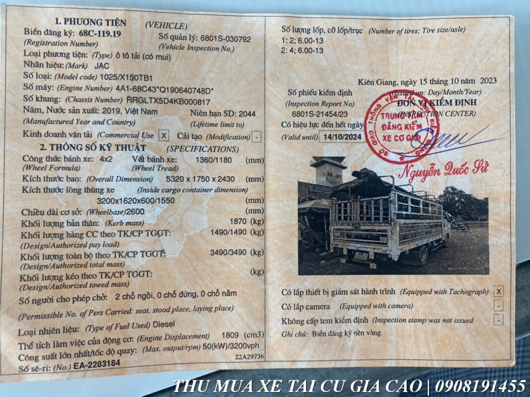 Jac 1t5 thùng bạt cũ đời 2019 giá rẻ khởi nghiệp
