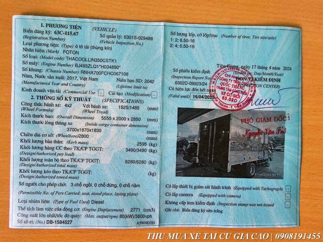 Xe tải Thaco Ollin 3t5 cũ thùng kín 3m7 Thaco Ollin 350 cũ xe đẹp